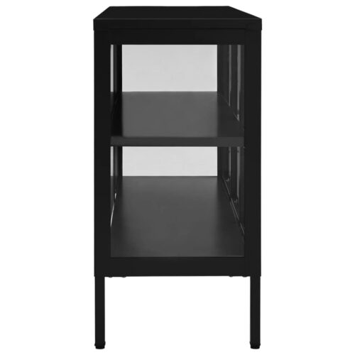 Sideboard Black 105x35x70cm Steel Glass - Image 4