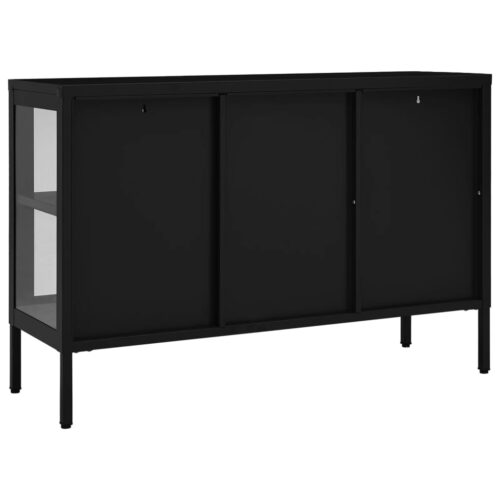 Sideboard Black 105x35x70cm Steel Glass - Image 5