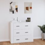 Sideboard White 80x33x70cm Engineered Wood
