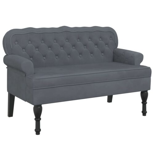 Bench with Backrest Dark Grey 119.5x64.5x75cm Velvet