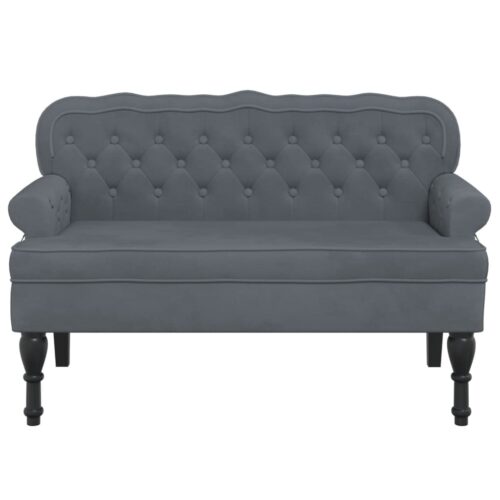 Bench with Backrest Dark Grey 119.5x64.5x75cm Velvet - Image 3