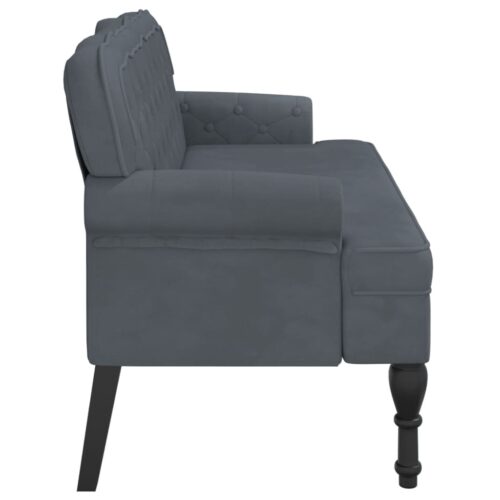 Bench with Backrest Dark Grey 119.5x64.5x75cm Velvet - Image 4