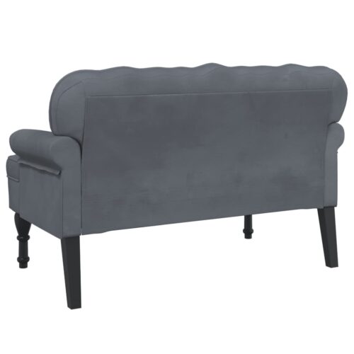 Bench with Backrest Dark Grey 119.5x64.5x75cm Velvet - Image 5