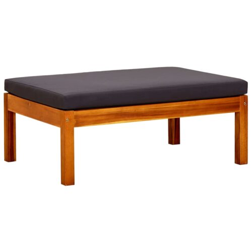 2pcs Outdoor Footstool Garden Patio Bench Ottoman Chair Seat Solid Wood Dark Grey - Image 2