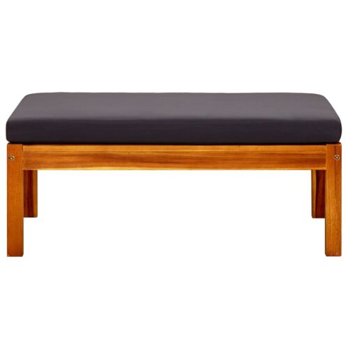 2pcs Outdoor Footstool Garden Patio Bench Ottoman Chair Seat Solid Wood Dark Grey - Image 3
