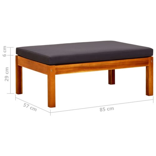 2pcs Outdoor Footstool Garden Patio Bench Ottoman Chair Seat Solid Wood Dark Grey - Image 7