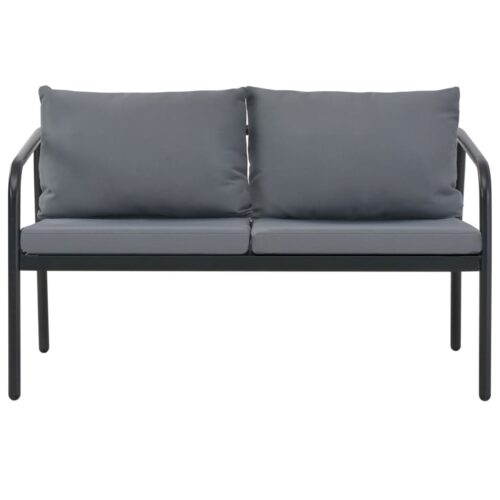 2 Seater Garden Bench with Cushions Grey Aluminium - Image 2
