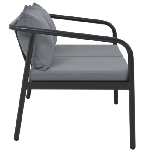 2 Seater Garden Bench with Cushions Grey Aluminium - Image 3