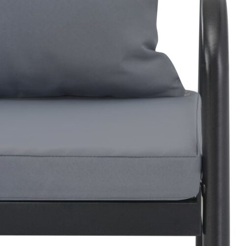 2 Seater Garden Bench with Cushions Grey Aluminium - Image 5