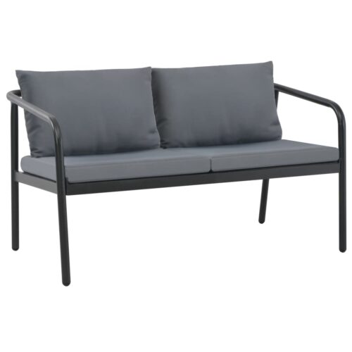 2 Seater Garden Bench with Cushions Grey Aluminium - Image 8