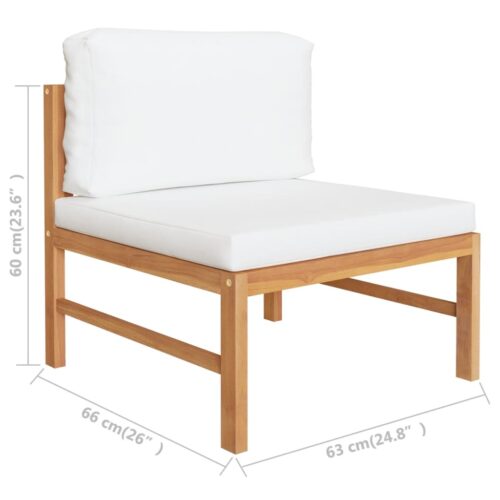 2-Piece Garden Lounge Set with Cream Cushions Teak Wood - Image 6