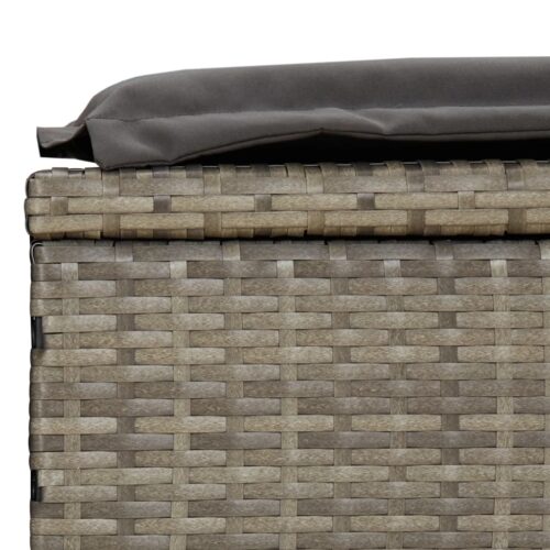 2-Person Sunbed with Cushions Grey Poly Rattan - Image 10