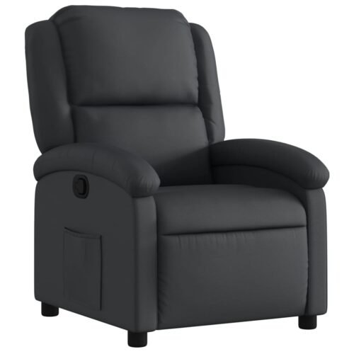 Recliner Chair Black Real Leather - Image 2