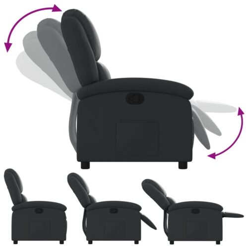 Recliner Chair Black Real Leather - Image 4