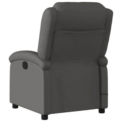 Massage Recliner Chair Grey Real Leather - Image 4