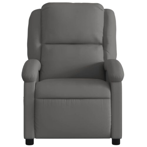 Massage Recliner Chair Grey Real Leather - Image 7