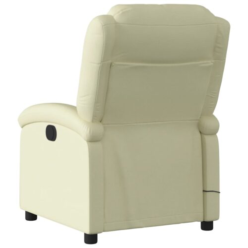 Massage Recliner Chair Cream Real Leather - Image 4