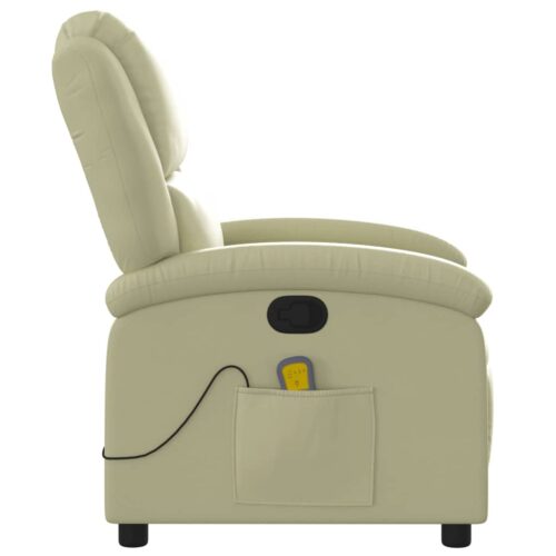 Massage Recliner Chair Cream Real Leather - Image 8
