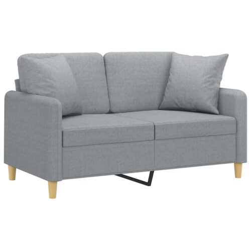 2-Seater Sofa with Cushions Lounge Couch Futon Chair Fabric Light Grey 120cm - Image 3