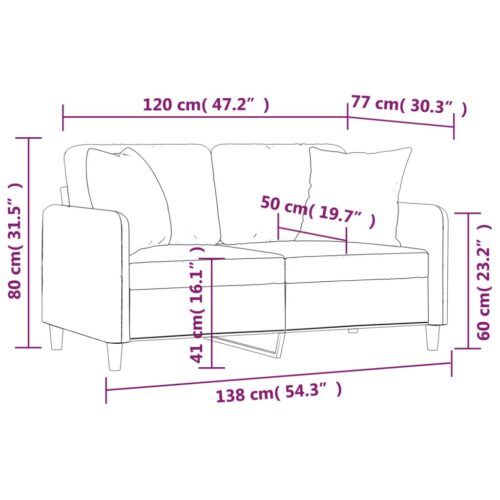 2-Seater Sofa with Cushions Lounge Couch Futon Chair Fabric Light Grey 120cm - Image 8