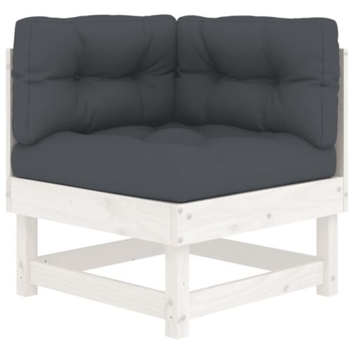 Corner Sofas with Cushions 2pcs White Solid Wood Pine - Image 4
