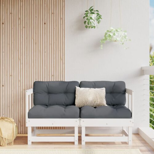 Corner Sofas with Cushions 2pcs White Solid Wood Pine - Image 11