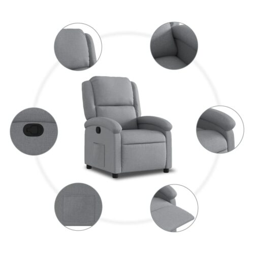 Recliner Chair Light Grey Fabric - Image 5