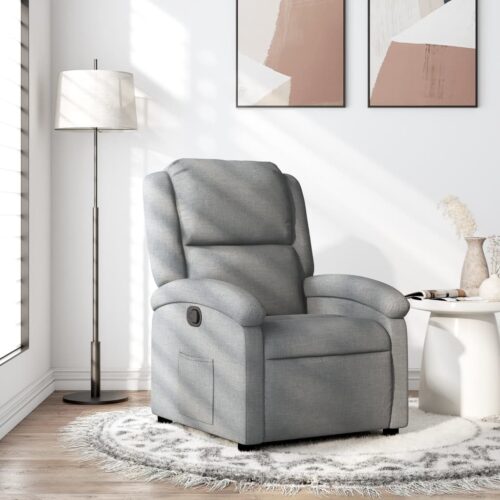 Recliner Chair Light Grey Fabric - Image 12