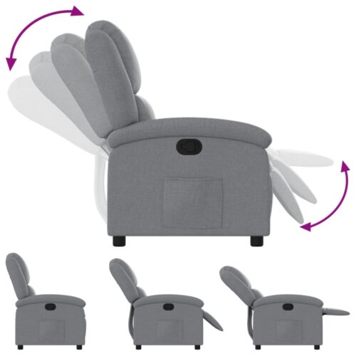 Recliner Chair Light Grey Fabric - Image 6