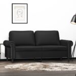 2-Seater Sofa Lounge Couch Futon Modern Loveseat Chair Faux Leather Black 140cm
