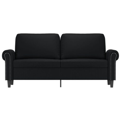 2-Seater Sofa Lounge Couch Futon Modern Loveseat Chair Faux Leather Black 140cm - Image 3