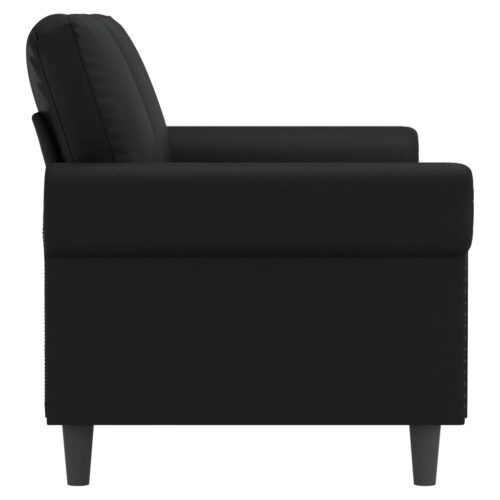 2-Seater Sofa Lounge Couch Futon Modern Loveseat Chair Faux Leather Black 140cm - Image 4