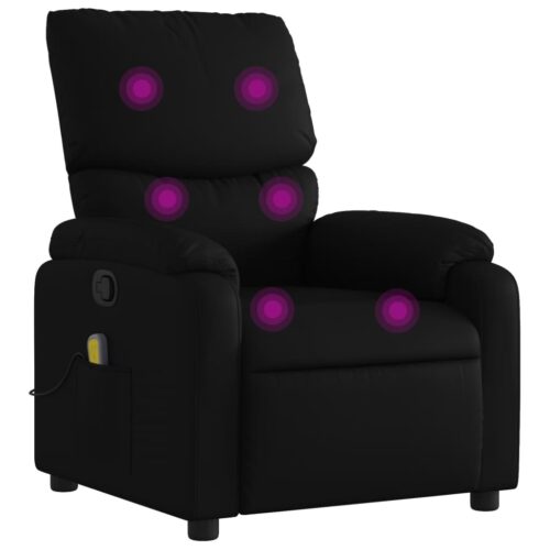 Massage Recliner Chair Black Faux Leather - Image 2