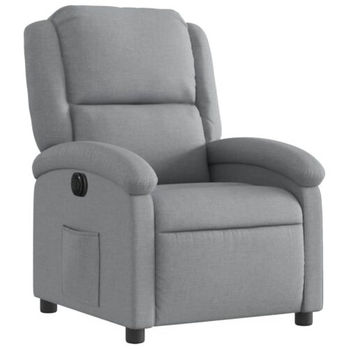 Electric Recliner Chair Light Grey Fabric - Image 3