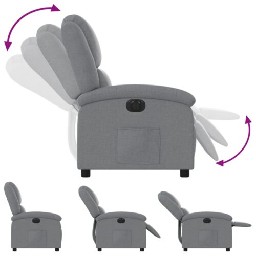 Electric Recliner Chair Light Grey Fabric - Image 6