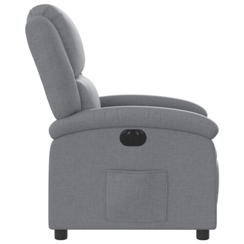 Electric Recliner Chair Light Grey Fabric - Image 9
