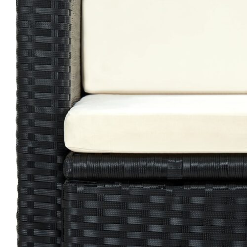 2 Seater Garden Sofa with Cushions Black Poly Rattan - Image 6
