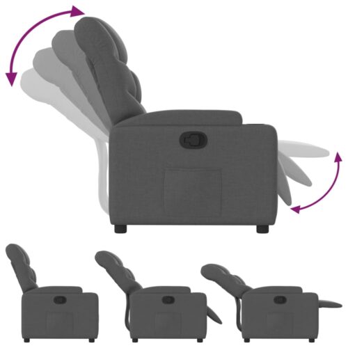 Fabric Recliner Chair Sofa Lounge Accent Single Couch Armchair Chairs Dark Grey - Image 4