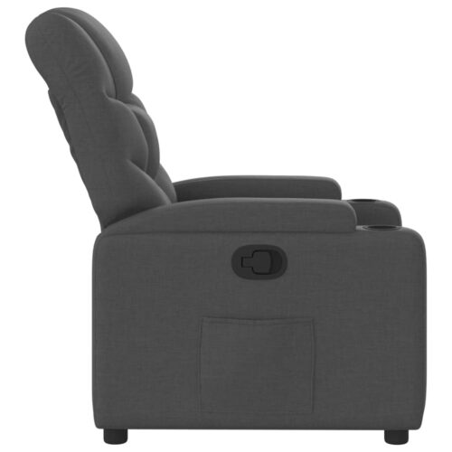 Fabric Recliner Chair Sofa Lounge Accent Single Couch Armchair Chairs Dark Grey - Image 7