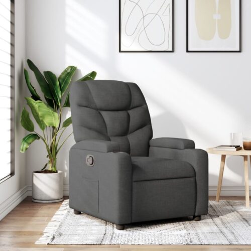 Fabric Recliner Chair Sofa Lounge Accent Single Couch Armchair Chairs Dark Grey - Image 12