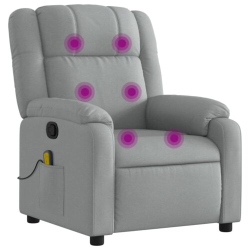 Massage Recliner Chair Light Grey Fabric - Image 2