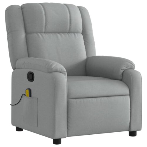 Massage Recliner Chair Light Grey Fabric - Image 3