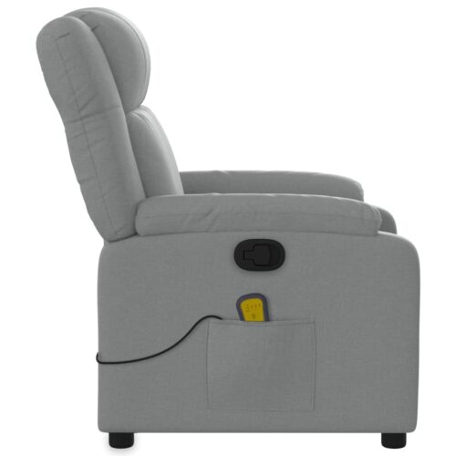 Massage Recliner Chair Light Grey Fabric - Image 8