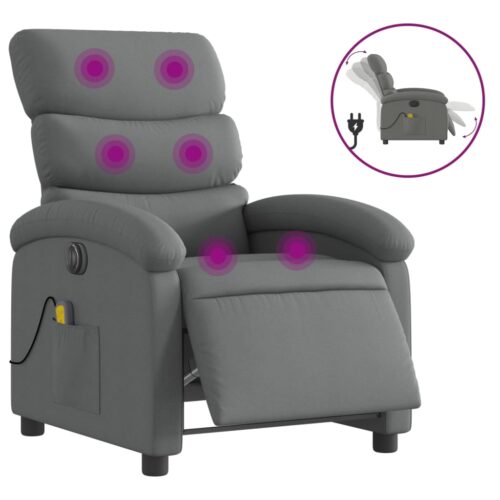 Electric Massage Recliner Chair Dark Grey Fabric - Image 2
