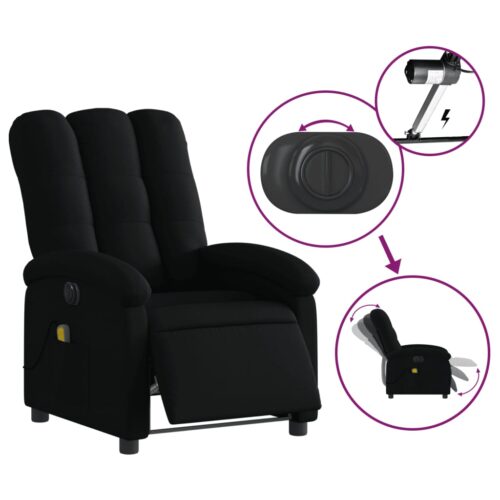 Electric Massage Recliner Chair Black Fabric - Image 5