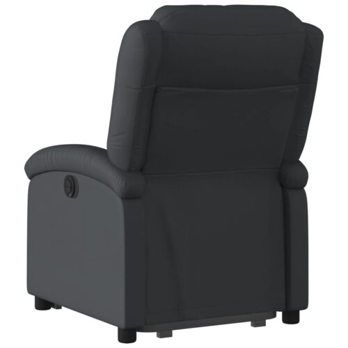 Stand up Recliner Chair Black Real Leather - Image 4
