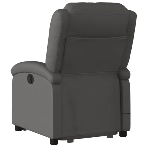 Stand up Massage Recliner Chair Grey Real Leather - Image 4