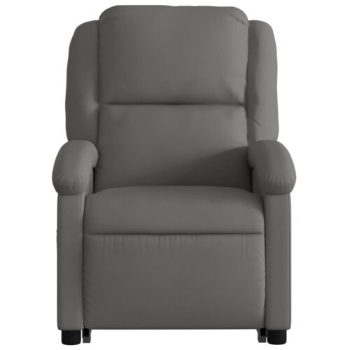 Stand up Massage Recliner Chair Grey Real Leather - Image 8
