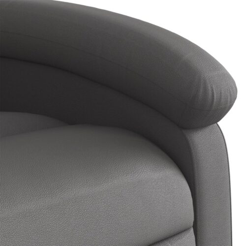 Stand up Massage Recliner Chair Grey Real Leather - Image 10