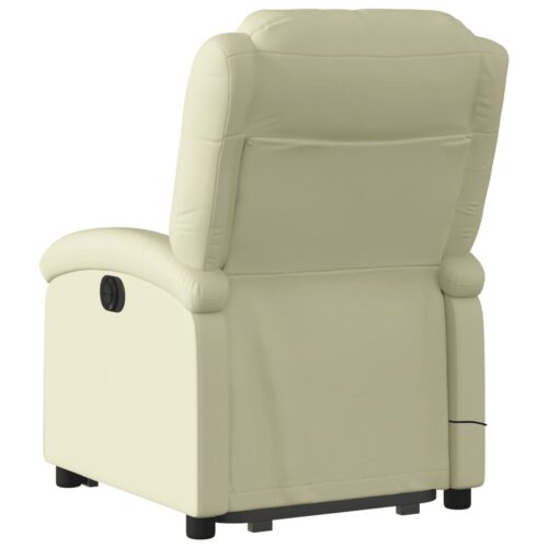 Stand up Massage Recliner Chair Cream Real Leather - Image 4